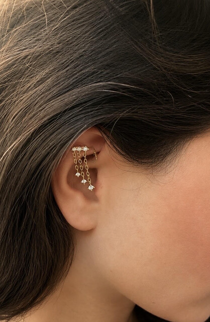  - 3 TAŞ ZİNCİRLİ PIERCING