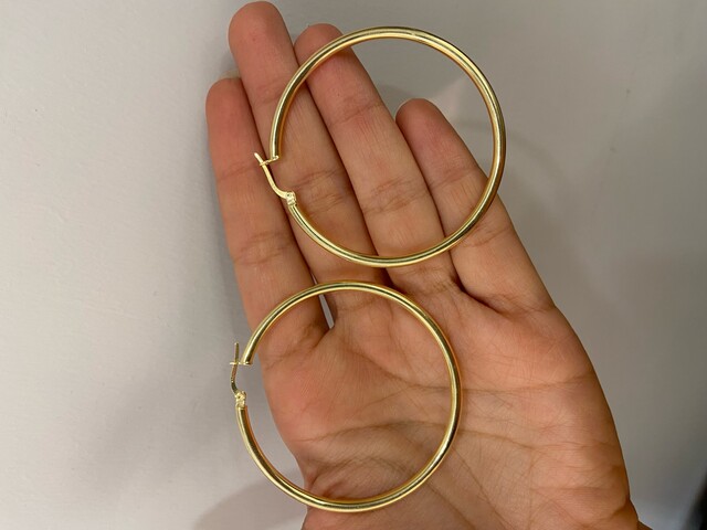 5 CM GOLD BÜYÜK HALKA KÜPE - Thumbnail