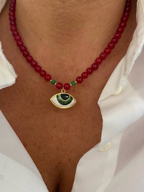 Agate Stone-set Green SERAMİK Eye Necklace
