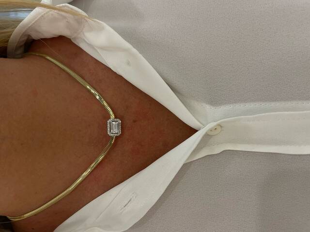 Shine_bypin - BAGET TAŞLI GOLD YASSI HASIR KOLYE
