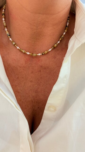 Shine_bypin - BAROK İNCİLİ JASPER TAŞLI KOLYE