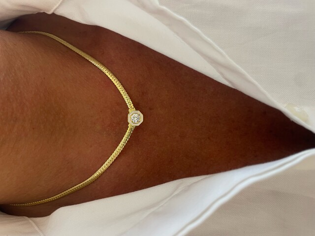Shine_bypin - BEYAZ MİNELİ GOLD HASIR KOLYE