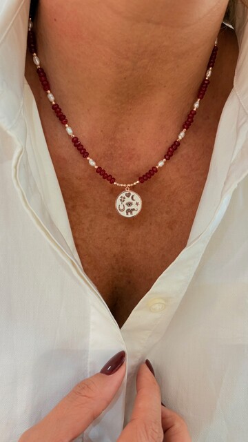 Shine_bypin - BEYAZ MİNELİ YENİ YIL ŞANS KOLYESİ