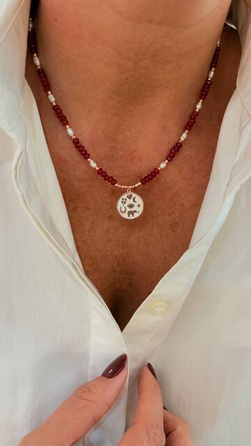 Shine_bypin - BEYAZ MİNELİ YENİ YIL ŞANS KOLYESİ