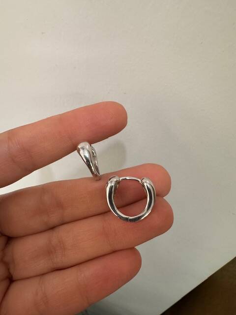 BOMBELİ Silver Hoop Earrings 4305