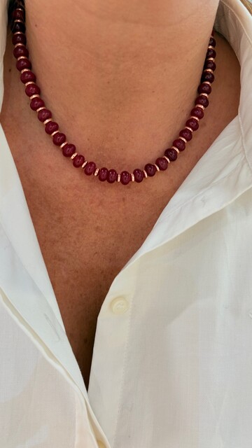 Shine_bypin - BORDO AKİK TAŞLI HEMATİT KOLYE