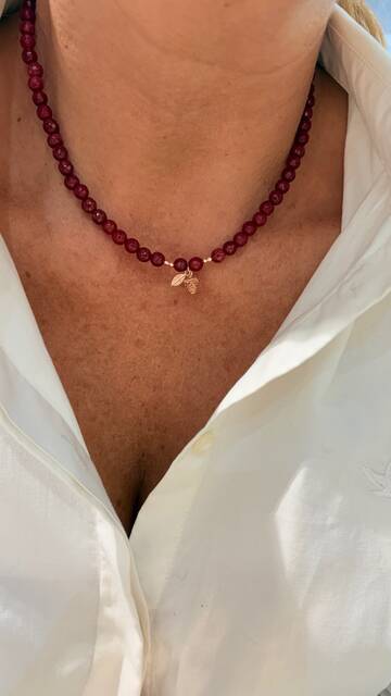 Shine_bypin - BORDO AKİK TAŞLI KOZALAK KOLYE