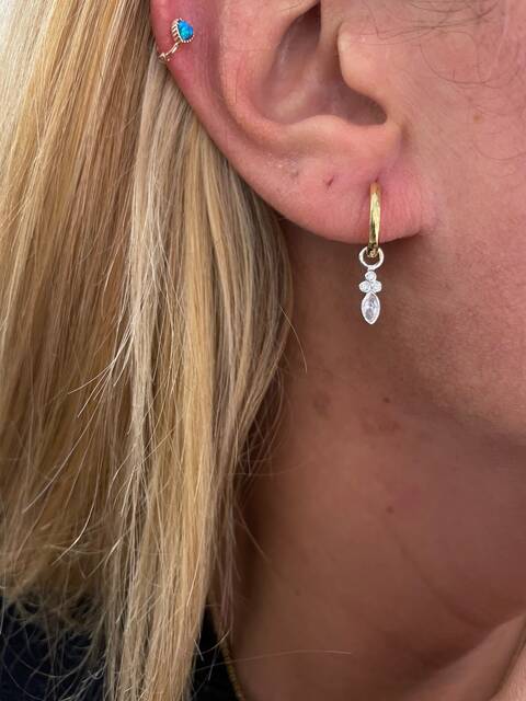 Double Color Drop Stone-set Earrings