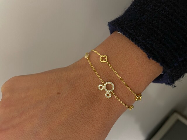 Shine_bypin - ÇİFT SIRALI MICKEY GOLD BİLEKLİK