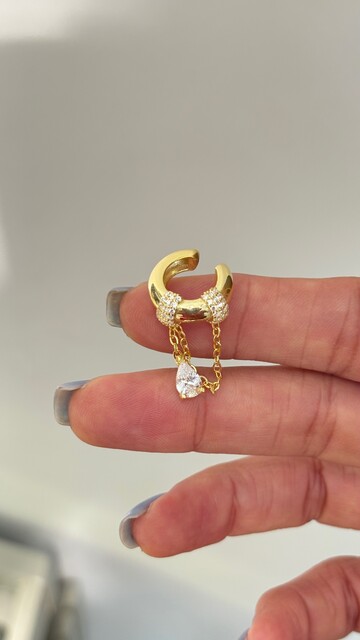 DAMLA TAŞLI GOLD KIKIRDAK KÜPE - Thumbnail