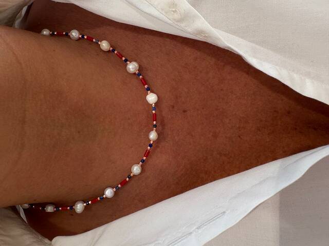 Natural Pearl Colored Natural Stone Necklace