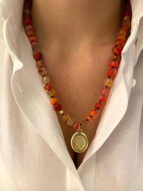 Prayer Agate Stone-set Knot Necklace