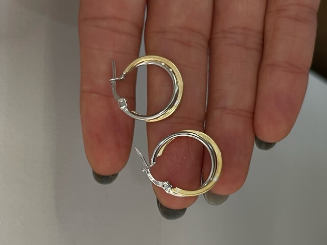GOLD BEYAZ HALKA KÜPE - Thumbnail