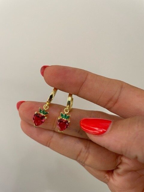 GOLD ÇİLEK KÜPE - Thumbnail