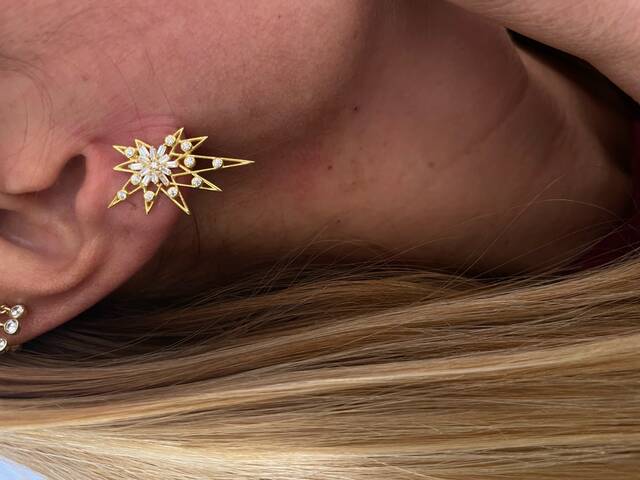 Gold ŞİMAL Star Earrings
