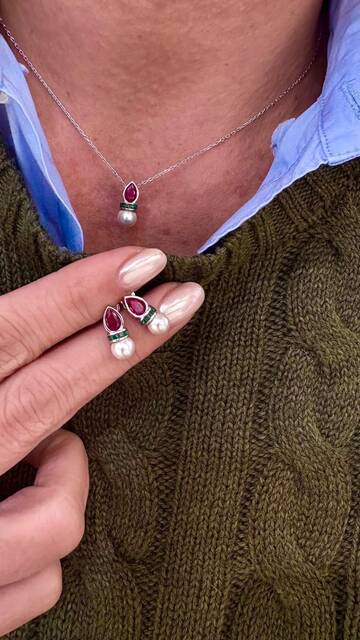 Shine_bypin - GÜMÜŞ İNCİ KOLYE VE KÜPE SET