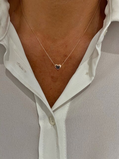 Shine_bypin - HARFLİ KALP ROSE KOLYE