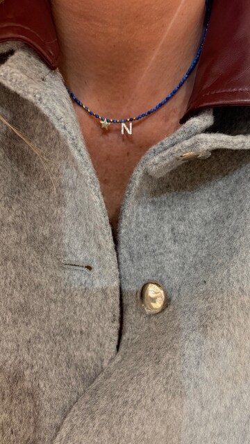 HARFLİ YILDIZLI LAPİS LAZULİ KOLYE - Thumbnail