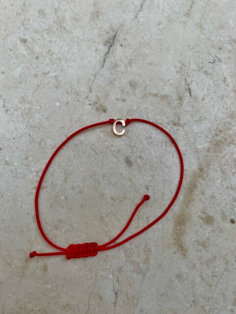 HARFLİ KIRMIZI ROPE BİLEKLİK - Thumbnail