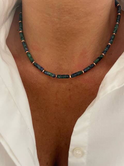 HEMATİT Stone-set AZURİT Necklace