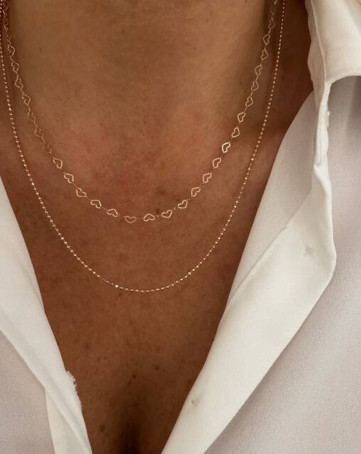 Double Italian Chain Heart Necklace