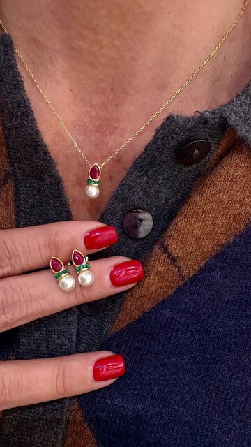 Shine_bypin - İNCİ KOLYE VE KÜPE SET