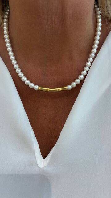 Pearl Steel Design Necklace
