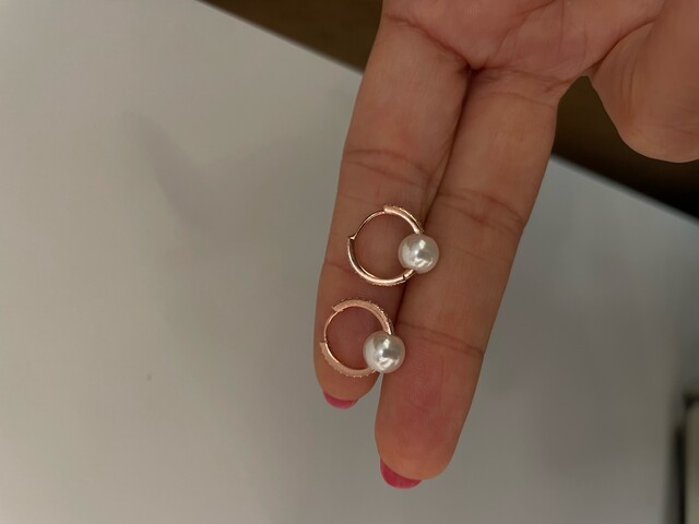 İNCİLİ ROSE HALKA KÜPE - Thumbnail