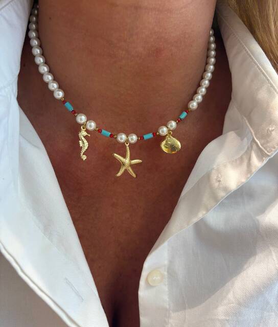 İSTİRİDYELİ Pearl Steel Necklace