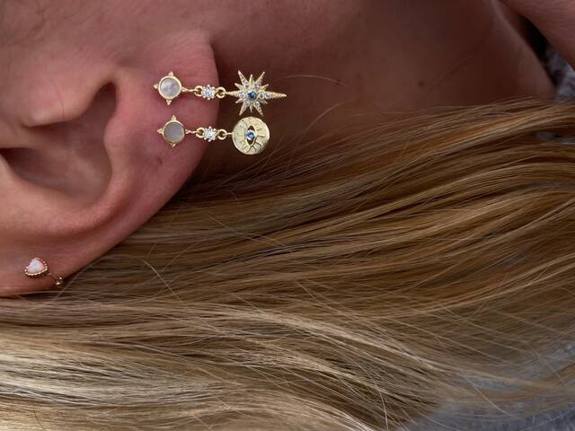 Italian Design Mother-of-Pearl Stone-set Eye Earrings