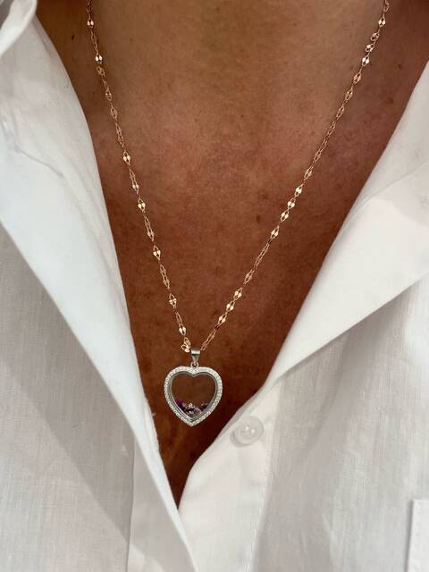 Italian Chain Double Color Heart Necklace