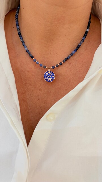 Shine_bypin - LACİVERT MİNELİ ROSE ŞANS KOLYESİ