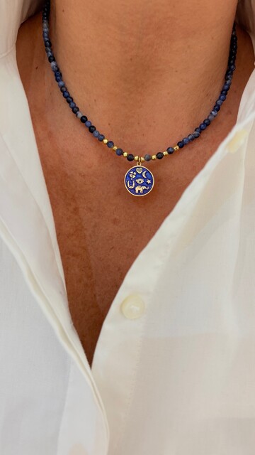 Shine_bypin - LACİVERT MİNELİ ŞANS KOLYESİ 4671