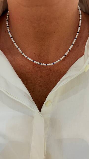 Shine_bypin - LAPİS TAŞLI KUM İNCİSİ KOLYE