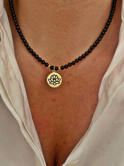 Shine_bypin - LOTUS ÇİÇEKLİ GOLD KOLYE