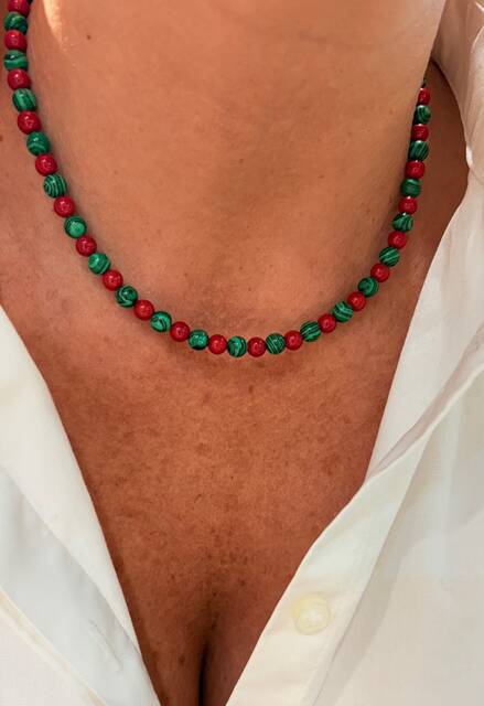 Shine_bypin - MALAHİT MERCAN KOLYE