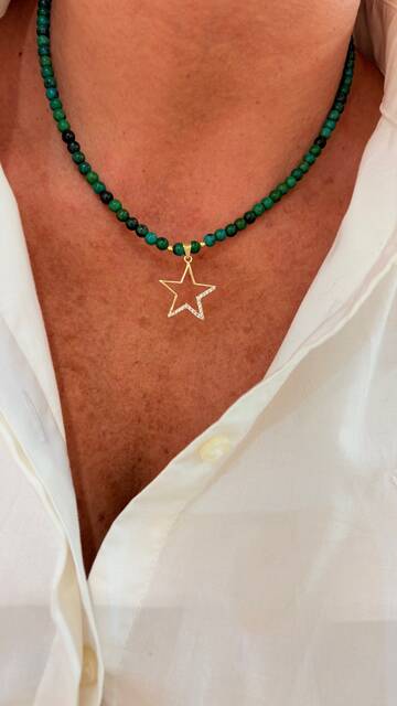 MALAHİT Stone-set Gold Star Necklace