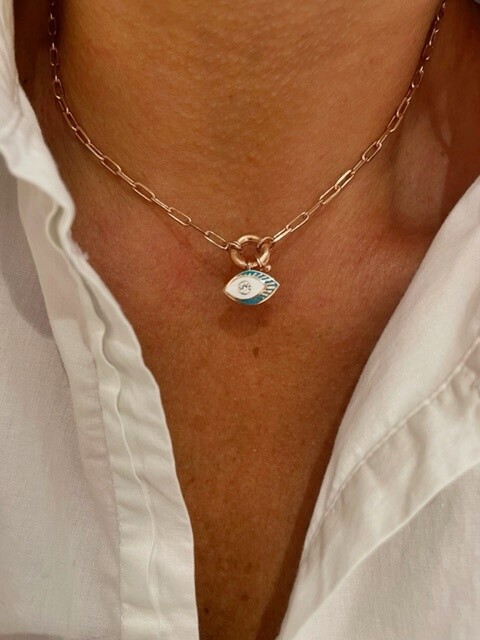 Shine_bypin - MAVİ MİNELİ GÖZ CHOKER KOLYE