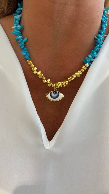 Blue DAL Coral Eye Necklace