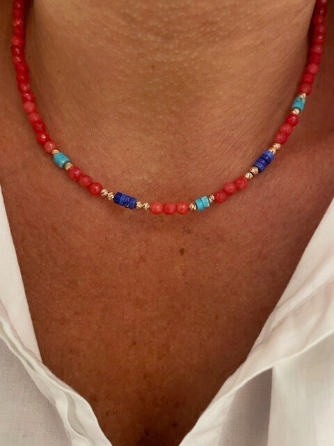 Shine_bypin - MAVİ SEDEFLİ MERCAN CHOKER KOLYE