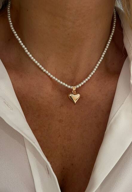 MAYORKA Pearl Rose BALON Heart Necklace