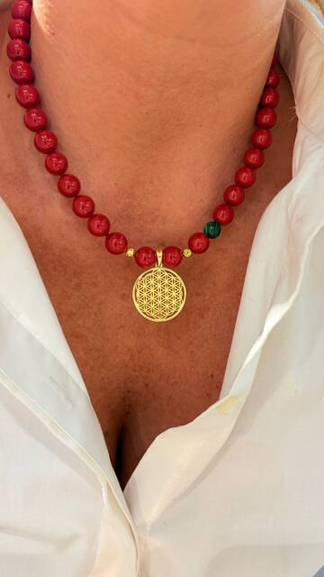 Shine_bypin - MAYORKA İNCİLİ BÜYÜK YAŞAM ÇİÇEĞİ KOLYE