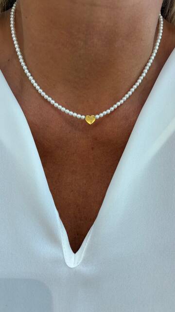 MAYORKA Pearl Steel Heart Necklace