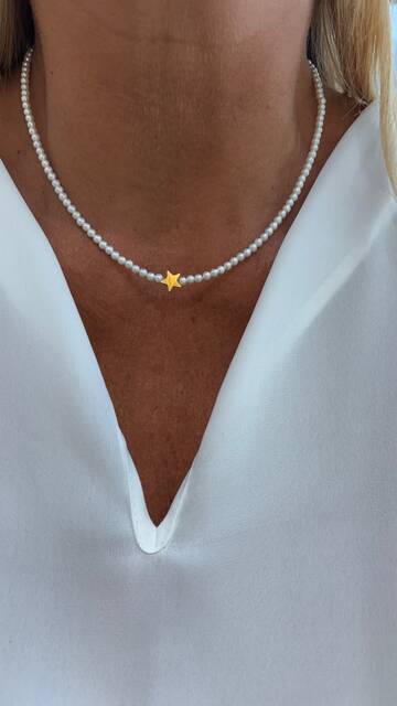 MAYORKA Pearl Steel Star Necklace