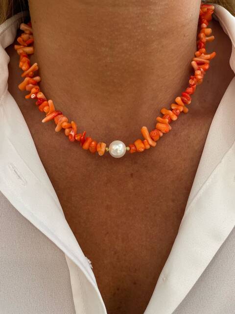 MAYORKA Pearl ORANGE DAL Coral Necklace