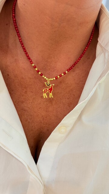 Shine_bypin - MERCAN TAŞLI MİNELİ GEYİK KOLYE