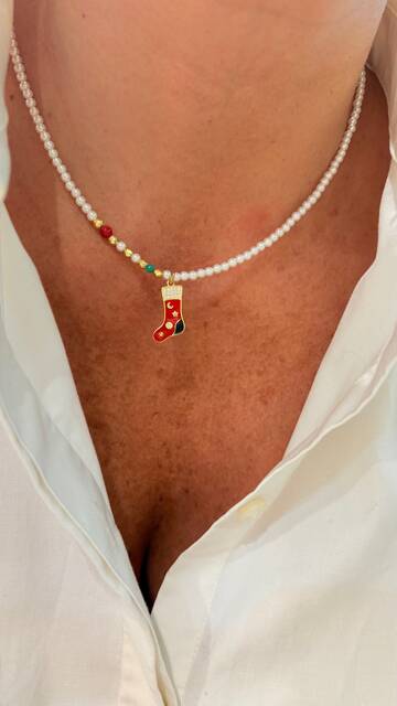 Shine_bypin - MİNELİ MAYORKA İNCİLİ YENİ YIL KOLYESİ