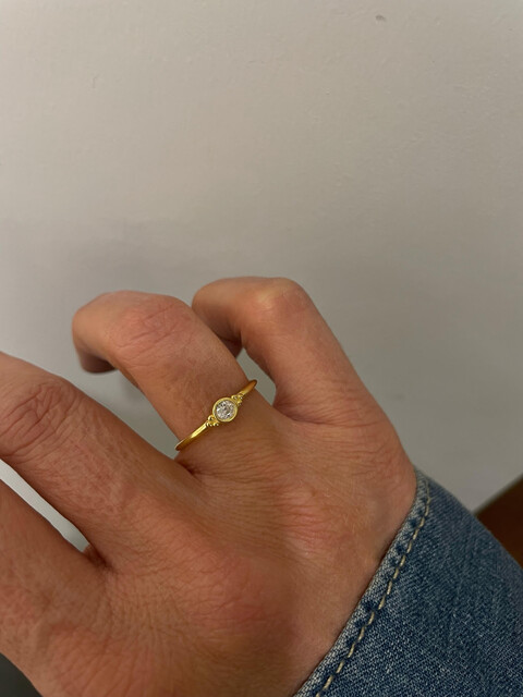 Shine_bypin - MİNİMAL TAŞLI VINTAGE GOLD YÜZÜK