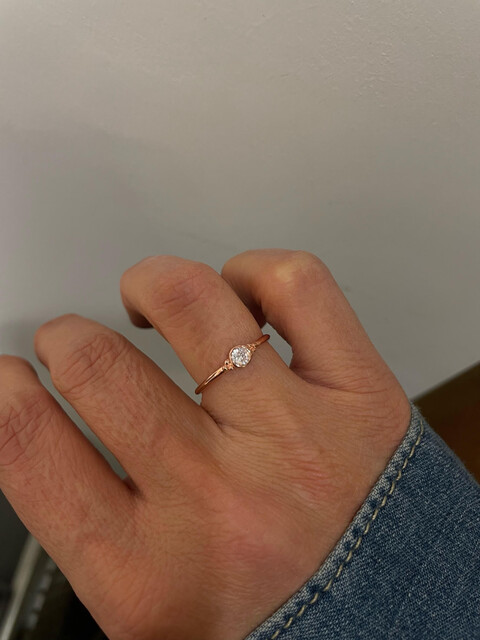Shine_bypin - MİNİMAL TAŞLI VINTAGE ROSE YÜZÜK