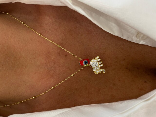 Shine_bypin - MURANO CAM NAZARLI GOLD FİL KOLYE